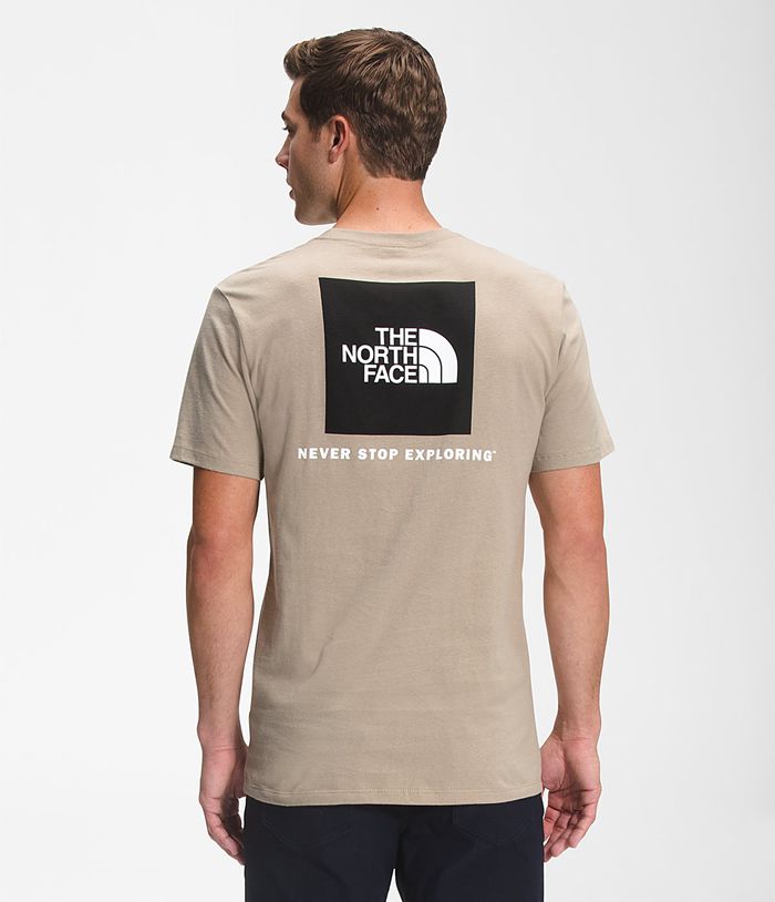The North Face Short Sleeve Box NSE Mens T-Shirts Khaki 825490-WYD
